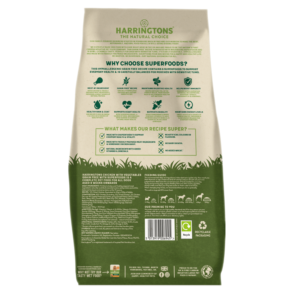 Harringtons Superfoods Chicken with Vegetables Adult Dry Dog Food