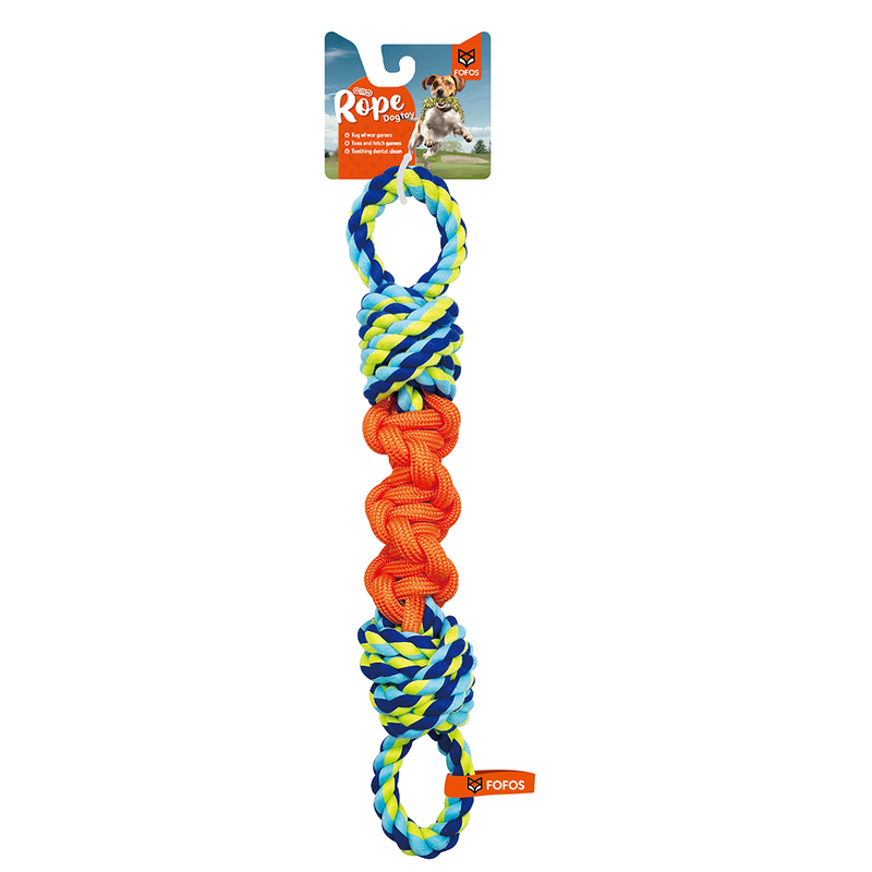 FOFOS Flossy Rope Tug OrangeBlue Dog Toy