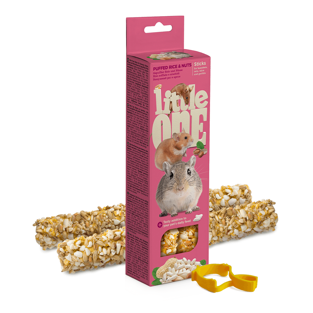 Little One Sticks for hamsters, rats, mice and gerbils with puffed rice and nuts 2x55g