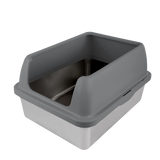 Go Fresh - Enclosed Stainless Steel Cat Litter Box Grey