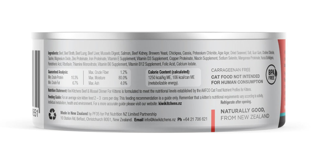 Kiwi Kitchens Beef & Mussel Dinner Canned Wet Kitten Food