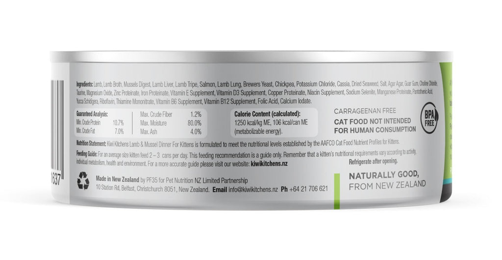 Kiwi Kitchens Lamb & Mussel Dinner Canned Wet Kitten Food