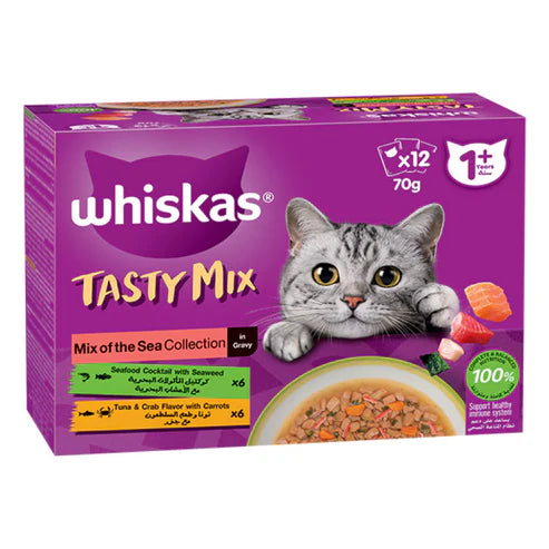 Whiskas Tasty Mix Sea Collection Wet Cat Food - 12x70G