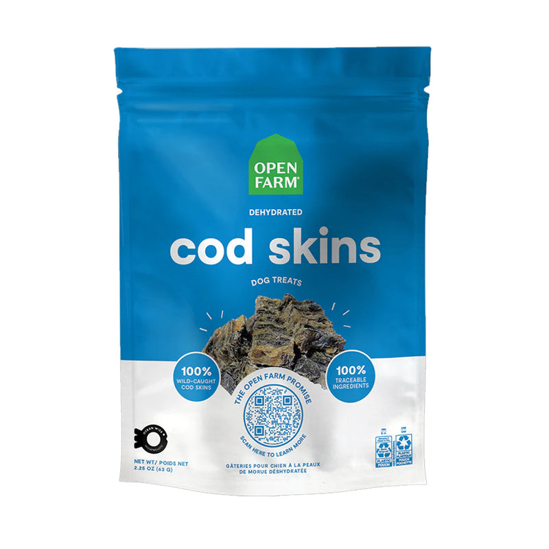 Open Farm Dehydrated Cod Skin Dog Treat 63G