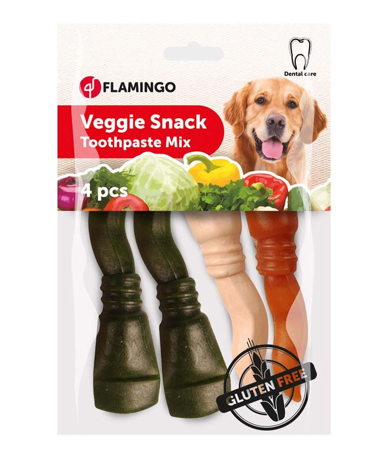 Flamingo Veggie Snack Toothpaste Mix Dog Treats 4pcs