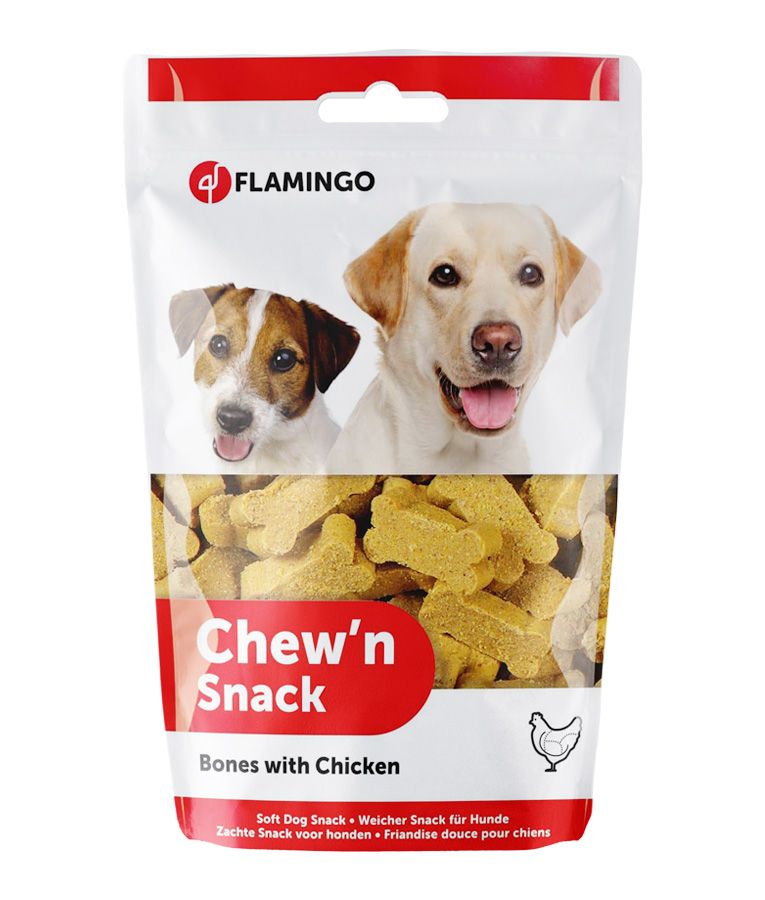 Flamingo Chew'n Snack Soft Bones with Chicken Dog Treats 150g