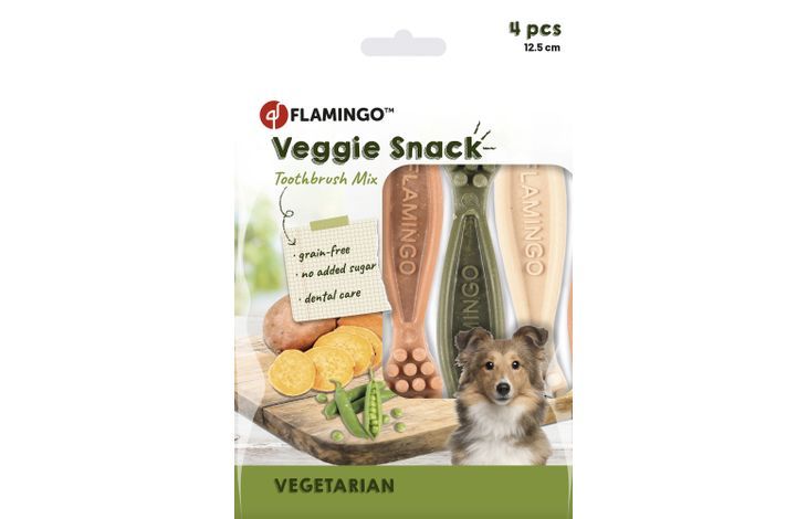 Flamingo Veggie Snack Toothbrush Mix Adult Dog Treats