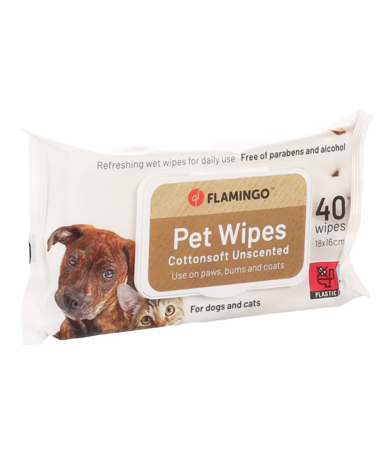 Flamingo Reini Universal Unscented Cat & Dog Pet Wipes 40pcs