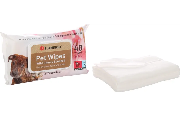 Flamingo Reini Universal Wild Cherry Cat & Dog Pet Wipes 40pcs