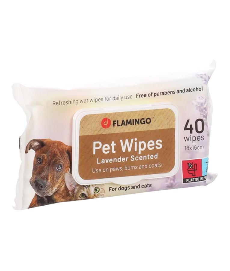 Flamingo Reini Universal Lavender Cat & Dog Pet Wipes 40pcs
