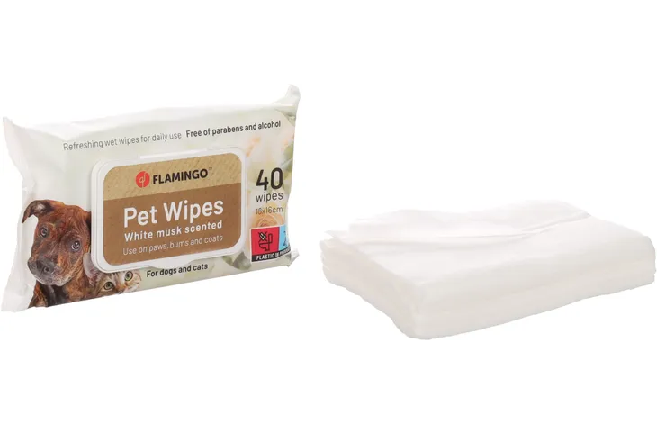 Flamingo Reini Universal White Musk Cat & Dog Pet Wipes 40pcs