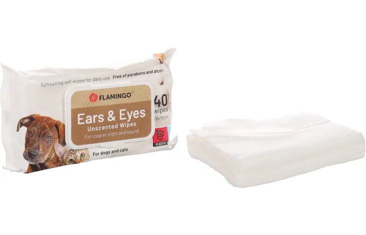 Flamingo Reini Ears & Eyes Unscented Cat & Dog Pet Wipes 40pcs