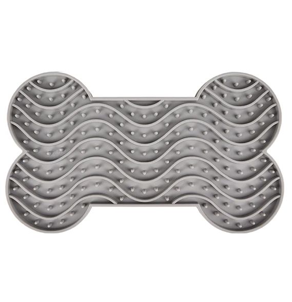 Flamingo Yummy Silicone Bone Grey Dog Lick Pad Large