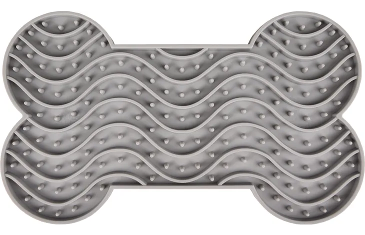 Flamingo Yummy Silicone Bone Grey Dog Lick Pad Large