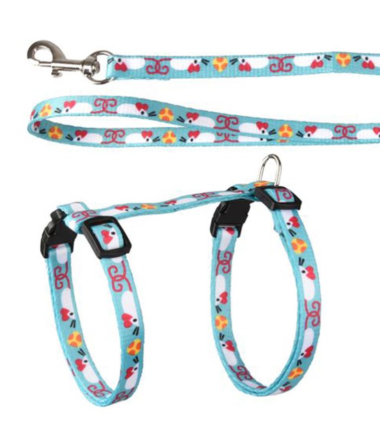 Flamingo Arwen Mouse Print Cat Harness & Leash 20-35cm 10mm