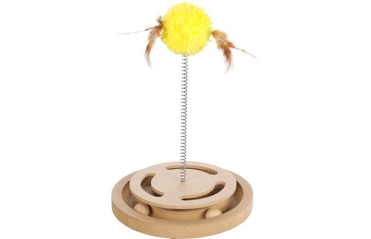 Flamingo Kitty Brain Train with Feather Cat Toy