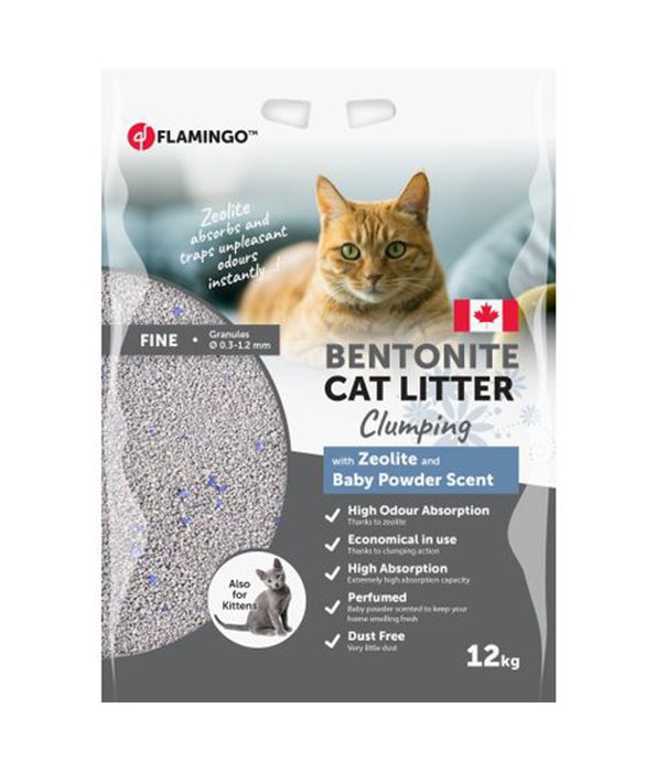 Flamingo Bentonite Zeolite & Baby Powder Scent Clumping Cat Litter
