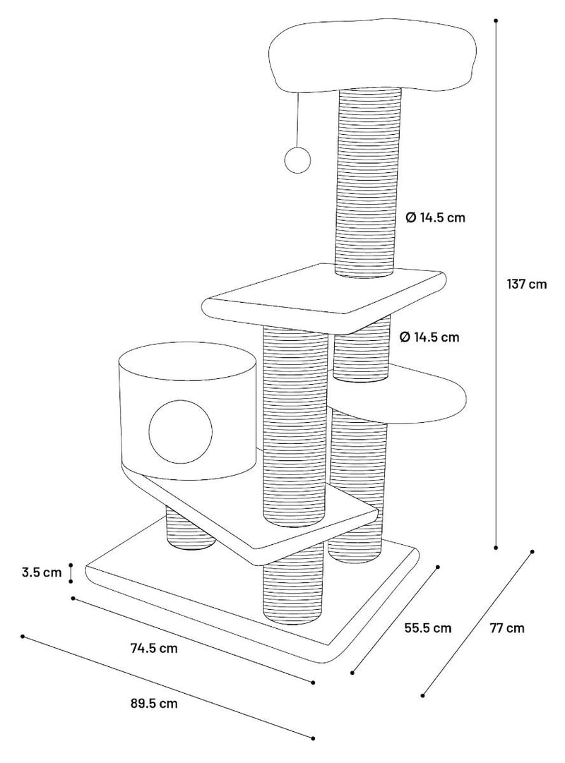 Flamingo Khan Brown Cat Scratching Tree 89.5x77x137cm