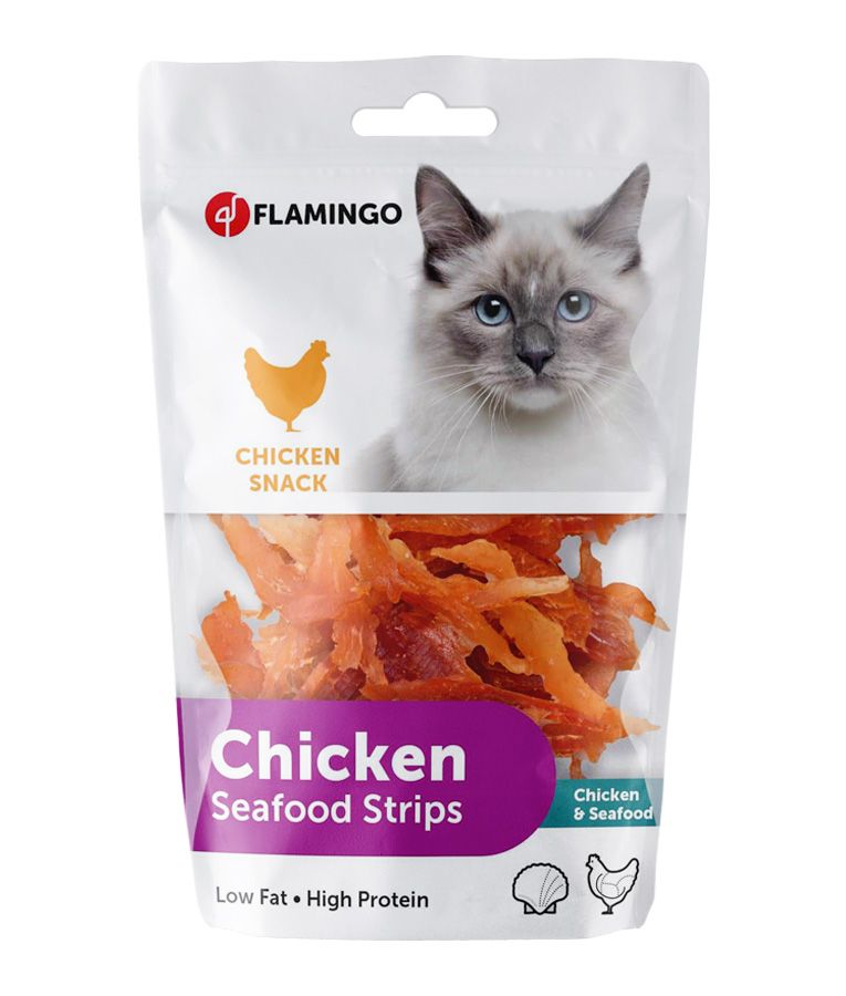 Flamingo Hapki Chicken Strips Soft Cat Treats 85g