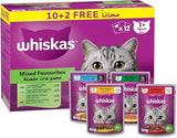 Whiskas Mixed Favourites Wet Cat Food 10+2 Multipack - 12X80G