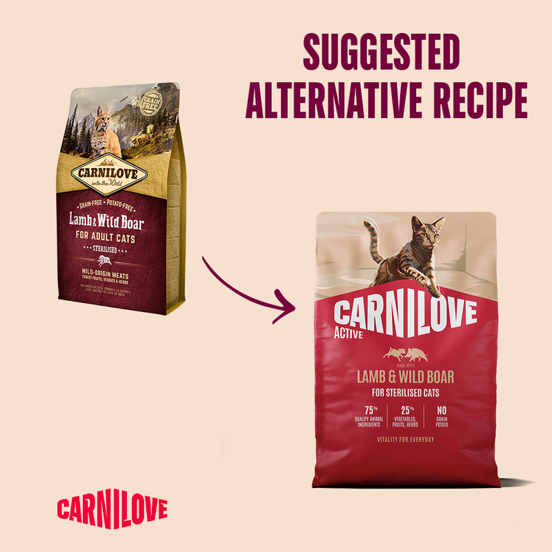 Carnilove Active Lamb & Wild Boar for Sterilised Adult All Breeds Dry Cat Food