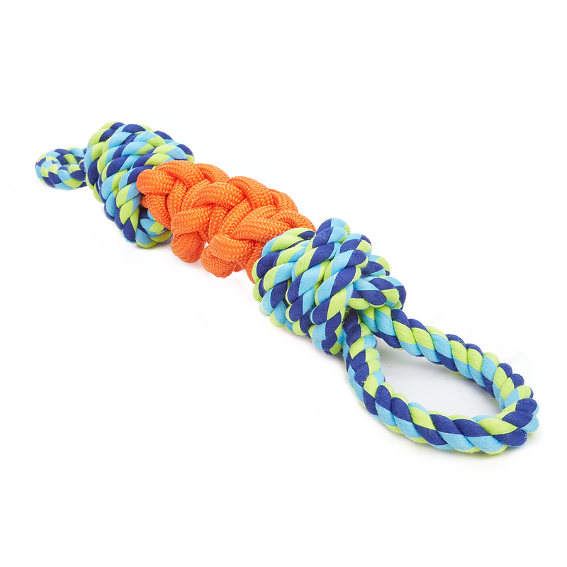 FOFOS Flossy Rope Tug OrangeBlue Dog Toy