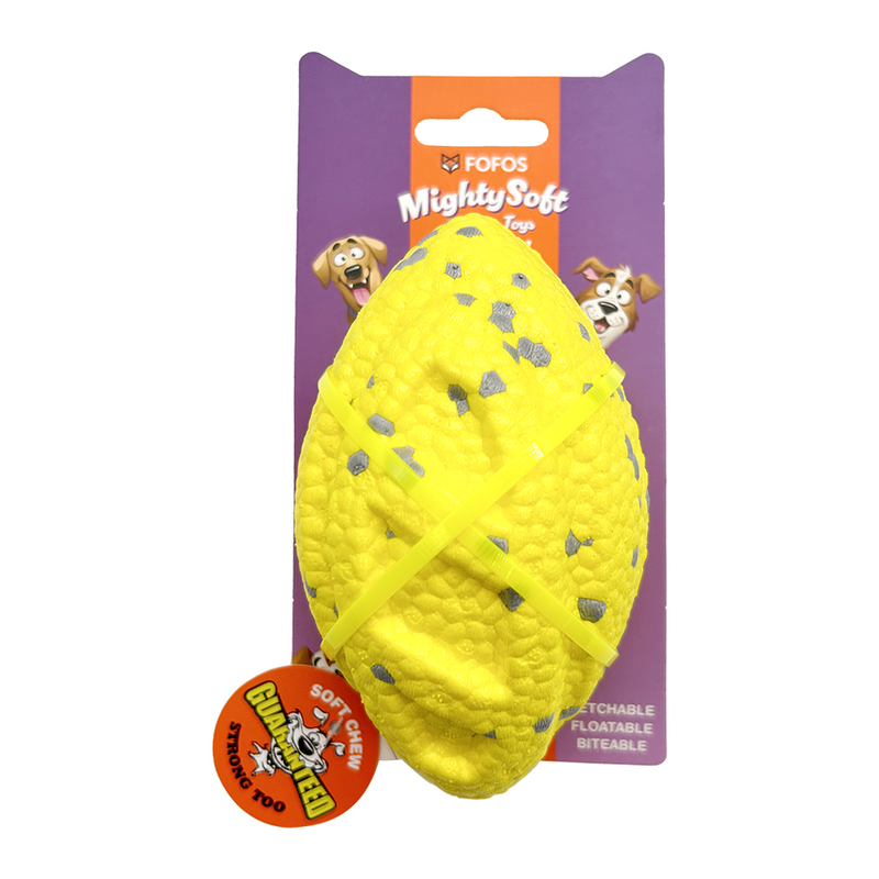 FOFOS Rugby Ball Fetch Dog Toy Yellow