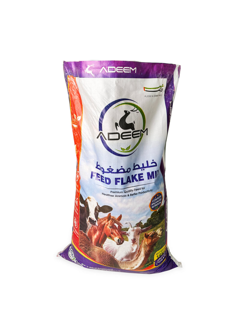Adeem Livestock Flake Mix – Barley, Corn & Wheat Flakes with Molasses | 18kg