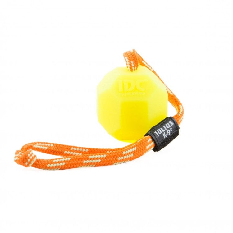 Fluorescent ball with string - Neon yellow  diam.6 cm  Hard silicon