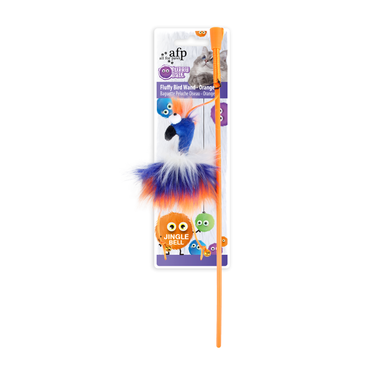 Furry Ball - Fluffy Bird Wand - Orange