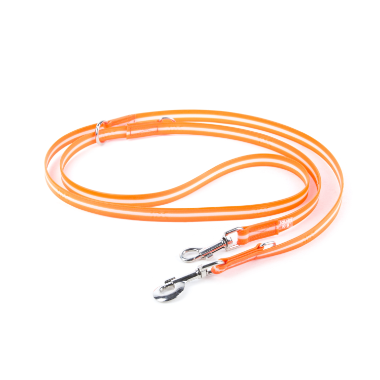 IDC Lumino Adjustable Leash - UV Orange  Width 1.9 cm & Length 2.2 Meter