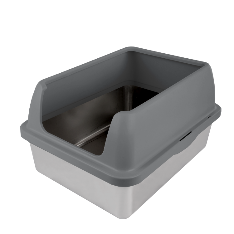Go Fresh - Enclosed Stainless Steel Cat Litter Box Grey
