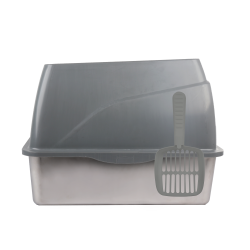 Go Fresh - Stainless Steel No Mess Cat Litter Box - Grey