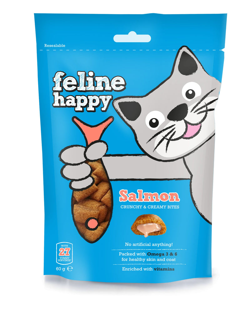 Feline Happy Salmon Crunchy & Creamy Cat Treats 60g By  Feline Happy