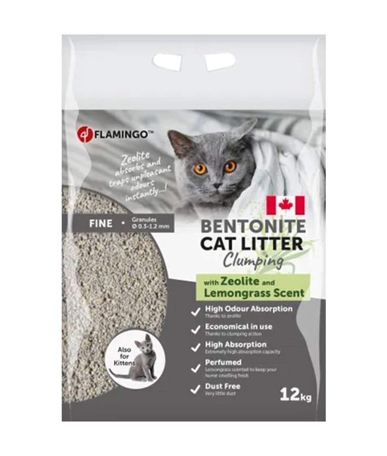 Flamingo Bentonite Zeolite & Lemongrass Scent Clumping Cat Litter 12kg