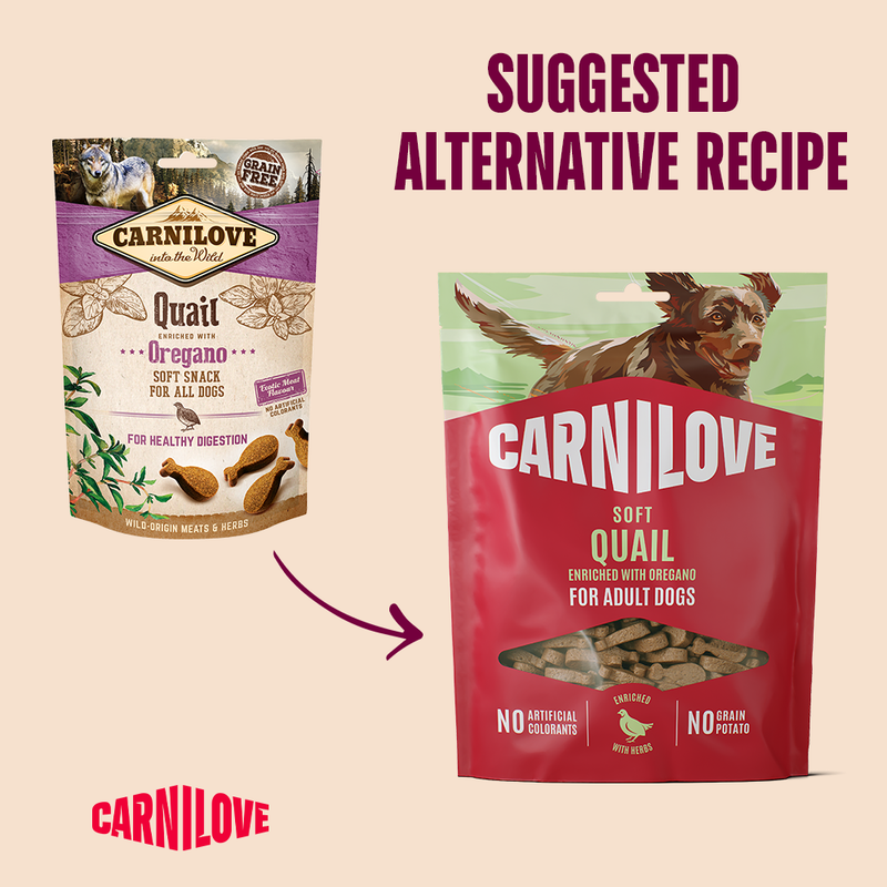 Carnilove Quail enriched with Oregano Soft Snack for Dogs 200g