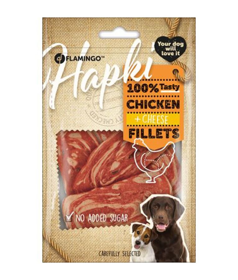 Flamingo Hapki Slices with Chicken & Cheese Dog Treats 85g