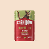 Carnilove Duck Enriched With Catnip For Adult Cats Wet Food Pouch - Box of 24 x 85g