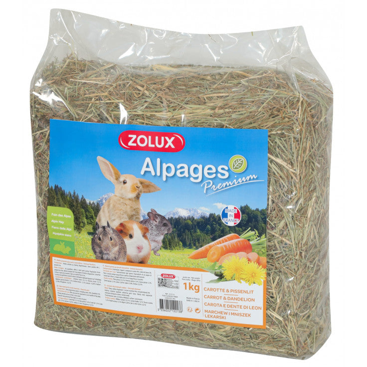 Premium Alpine Hay with Carrot & Dandelion 1kg