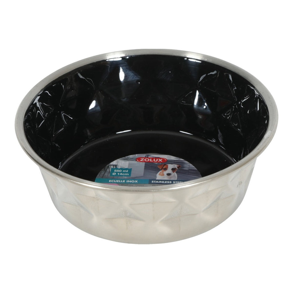 Diamonds Stainless Non-slip Dog Bowls - Black 550ml
