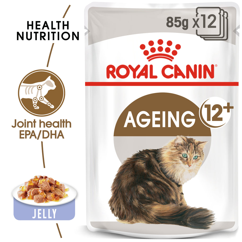 Feline Health Nutrition Ageing +12 Jelly Wet Food Pouches
