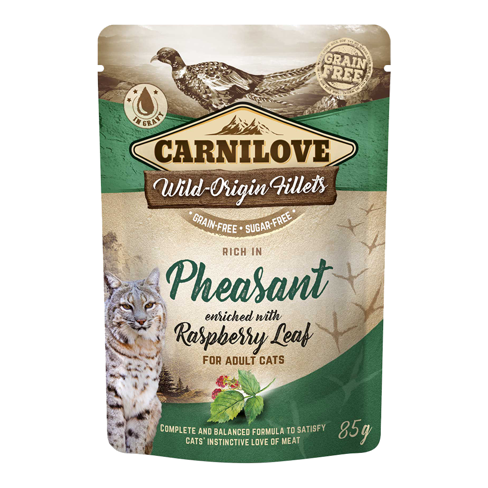 Carnilove Pheasant Enriched With Raspberry Leaves For Adult Cats Wet Food Pouch 85g