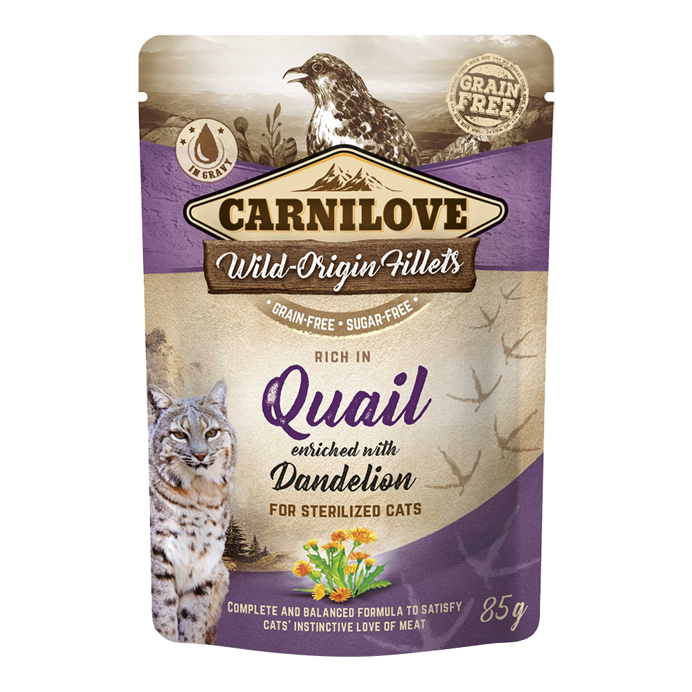 Carnilove Quail Enriched With Dandelion For Sterilized Cats Wet Food Pouch 85g