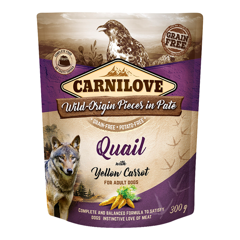 Carnilove Quail With Yellow Carrot For Adult Dogs Wet Food Pouch 300g