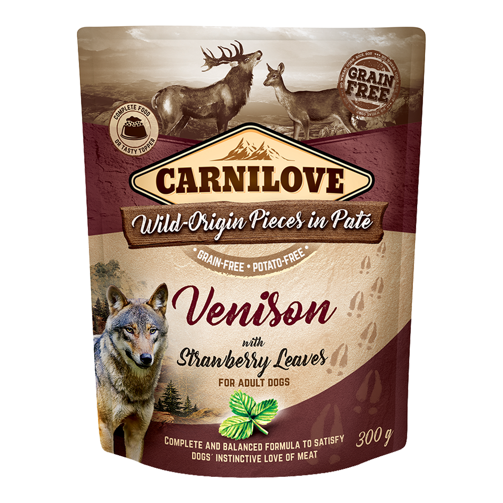 Carnilove Venison With Strawberry Leaves For Adult Dogs Wet Food Pouch 300g